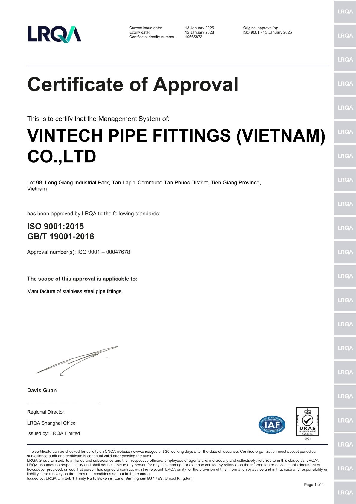 Certificate Of Approval